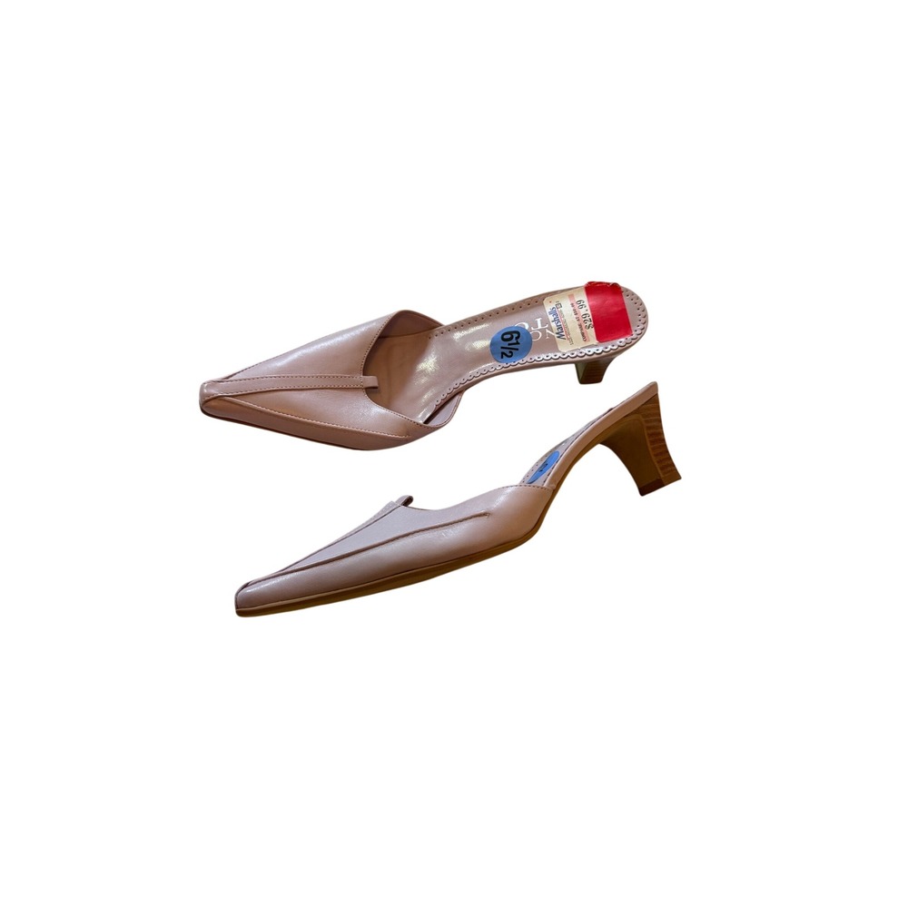 Y2k Franco Sarto Womens Lilac Leather Pointed Toe Kitten Heel Mules Size 6.5M